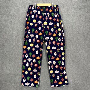 North Pole Trading Co. Pajama Pants Women Small Blue Christmas Tree Sant Flannel